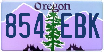 OR license plate 854EBK