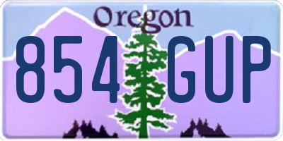 OR license plate 854GUP