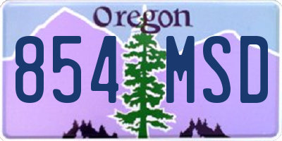 OR license plate 854MSD