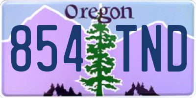 OR license plate 854TND