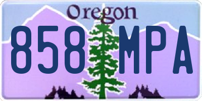 OR license plate 858MPA