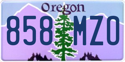 OR license plate 858MZO