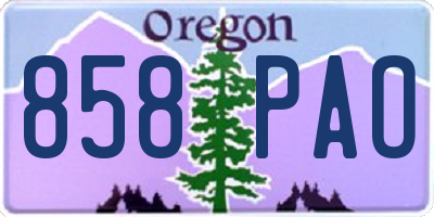 OR license plate 858PAO