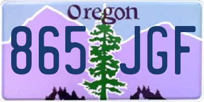 OR license plate 865JGF