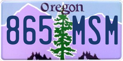 OR license plate 865MSM