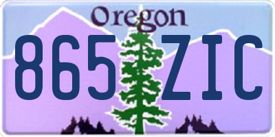 OR license plate 865ZIC
