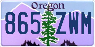 OR license plate 865ZWM