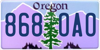 OR license plate 868OAO