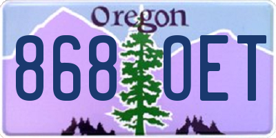 OR license plate 868OET