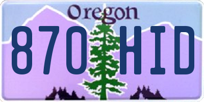 OR license plate 870HID