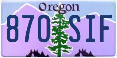 OR license plate 870SIF