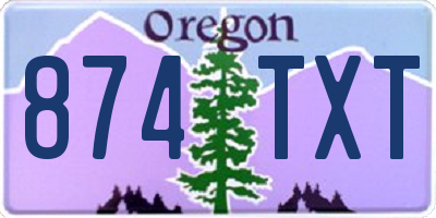 OR license plate 874TXT