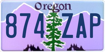 OR license plate 874ZAP