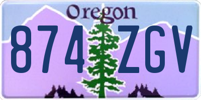 OR license plate 874ZGV
