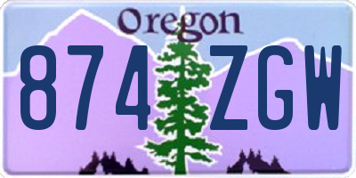 OR license plate 874ZGW