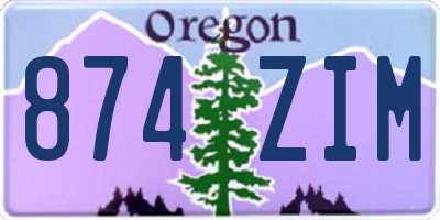 OR license plate 874ZIM