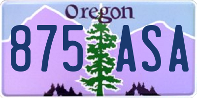 OR license plate 875ASA