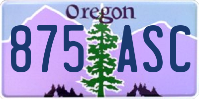 OR license plate 875ASC