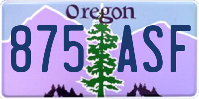 OR license plate 875ASF