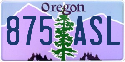 OR license plate 875ASL