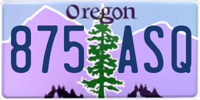 OR license plate 875ASQ