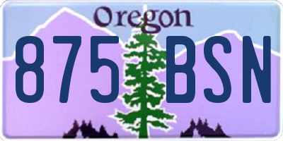 OR license plate 875BSN