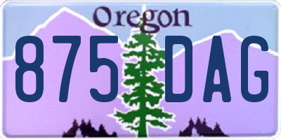 OR license plate 875DAG