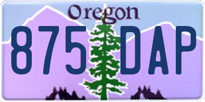 OR license plate 875DAP