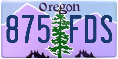 OR license plate 875FDS