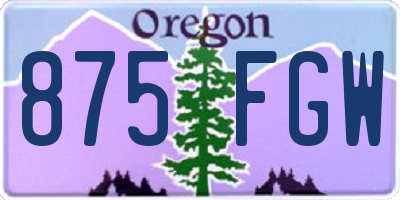 OR license plate 875FGW