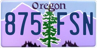 OR license plate 875FSN