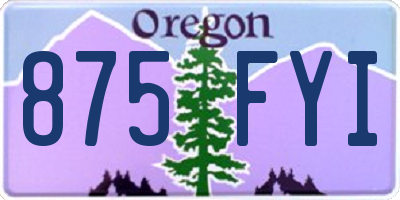 OR license plate 875FYI