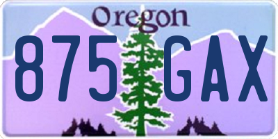 OR license plate 875GAX