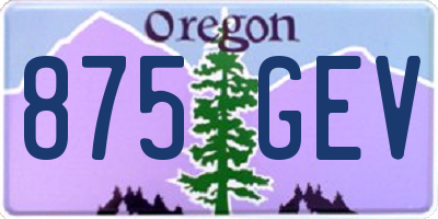 OR license plate 875GEV