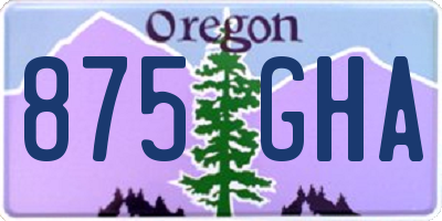 OR license plate 875GHA