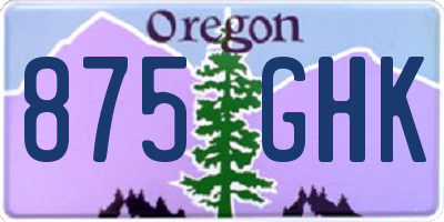 OR license plate 875GHK