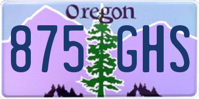 OR license plate 875GHS