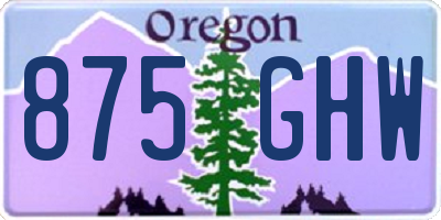 OR license plate 875GHW