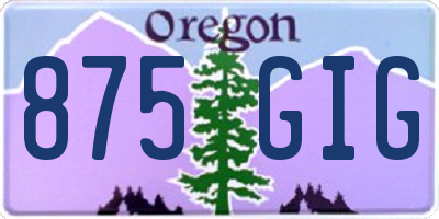 OR license plate 875GIG