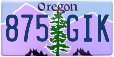 OR license plate 875GIK