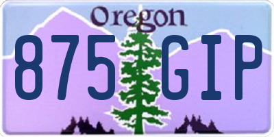 OR license plate 875GIP