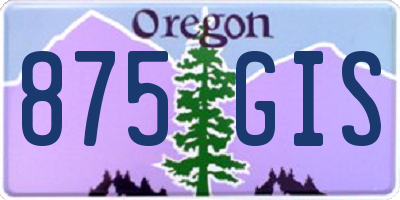 OR license plate 875GIS