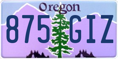 OR license plate 875GIZ