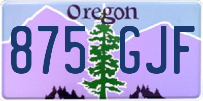 OR license plate 875GJF