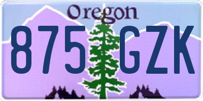OR license plate 875GZK