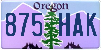 OR license plate 875HAK