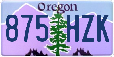 OR license plate 875HZK