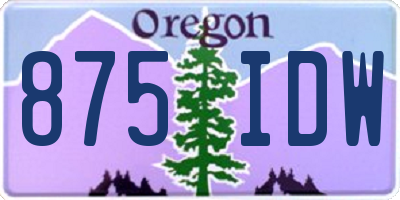 OR license plate 875IDW