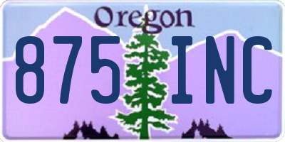OR license plate 875INC