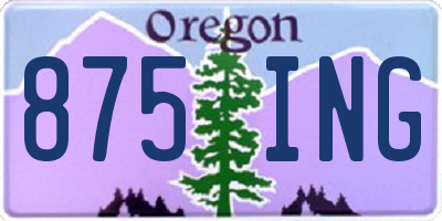 OR license plate 875ING